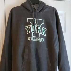 Gray York college pullover hooded sweatshirt